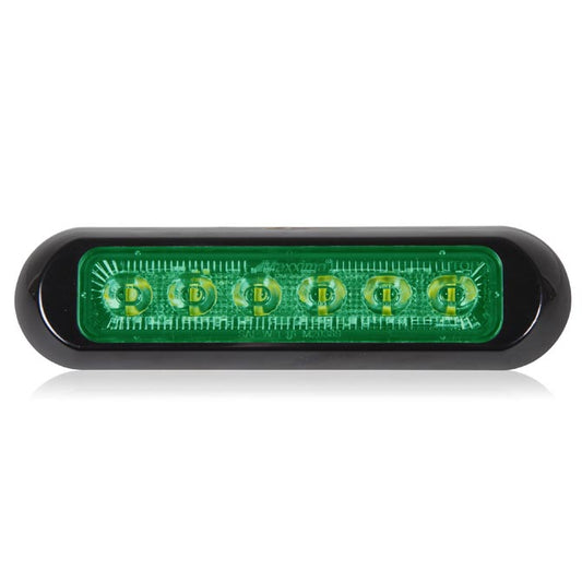 M20389GYCL-DC Thin Low Profile Dual Color LED Warning Light Green / Amber Clear Lens