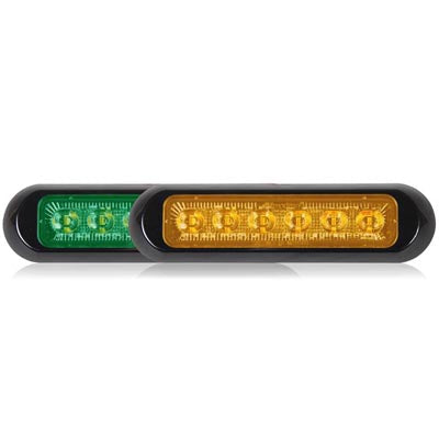 M20389GYCL-DC Thin Low Profile Dual Color LED Warning Light Green / Amber Clear Lens