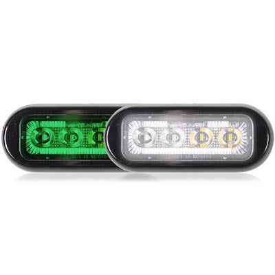 M20484GWCL-DC 8 LED Rectangular Surface Mount Warning Green / White Clear Lens