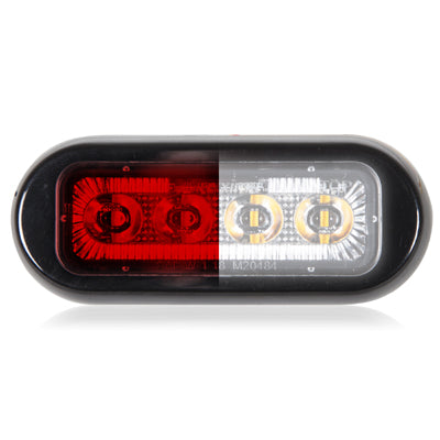 M20484RWCL 4 LED Rectangular Surface Mount Warning Red / White Clear Lens